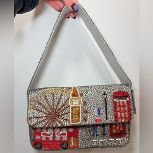 London Cityscape Beaded Shoulder Bag